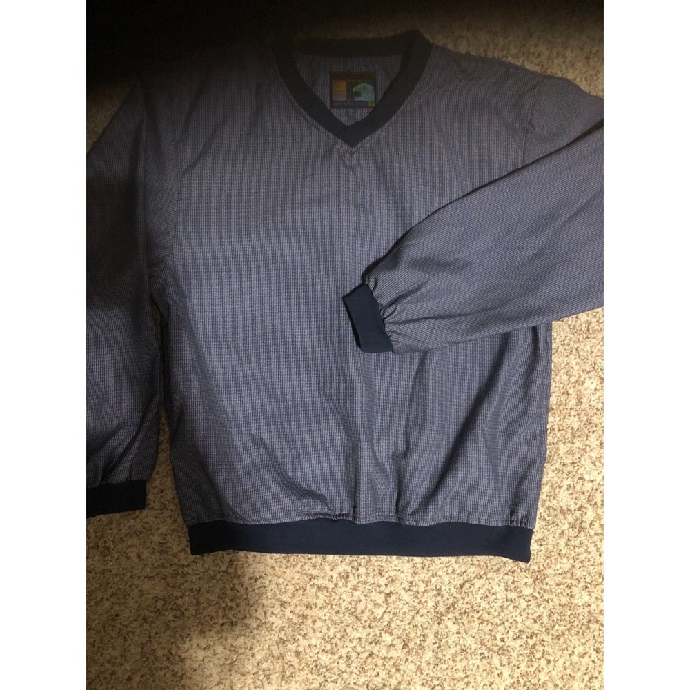 Forrester's Golf Windshirt Men's SMALL Navy Houndstooth Teflon Microfiber NWOT